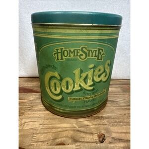 Vintage HomeStyle Brand Cookies Tin Collectible Canister Home Style‎ Can 8" Tall